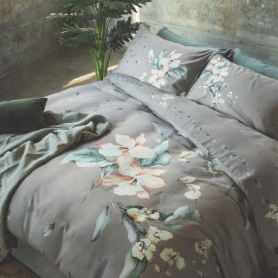 Galizzi Parure Copripiumino Letto Matrimoniale, Lilia Steel Grey, Raso di Cotone Sacca e federe