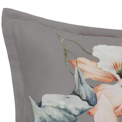 Galizzi Parure Copripiumino Letto Matrimoniale, Lilia Steel Grey, Raso di Cotone Sacca e federe_