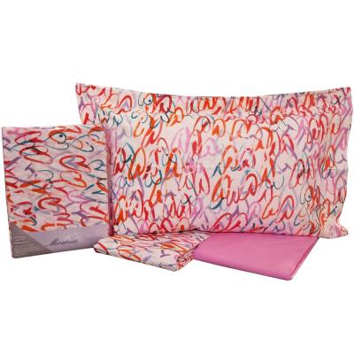 Mirabello Completo Letto Singolo Percalle di puro Cotone, Love R09 Fucsia_