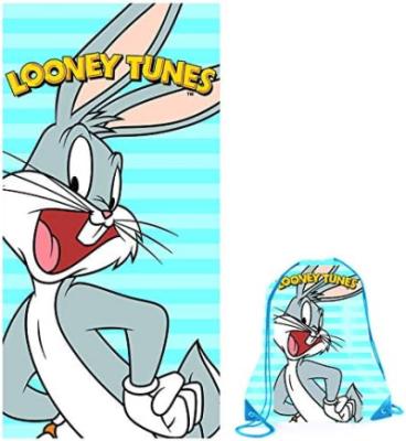 Warner Bros Telo mare in microfibra + sacca Looney Tunes 70x140 cm