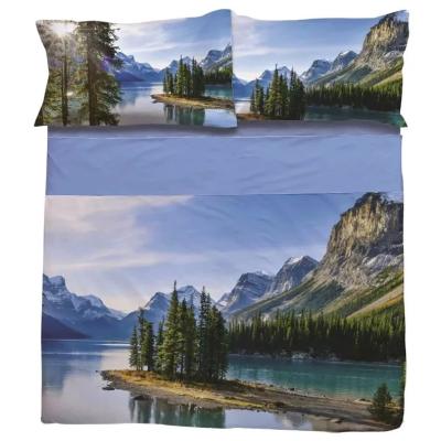 Novia Completo Letto Matrimoniale Lenzuola con balza Copriletto Cotone Sandy Abeti
