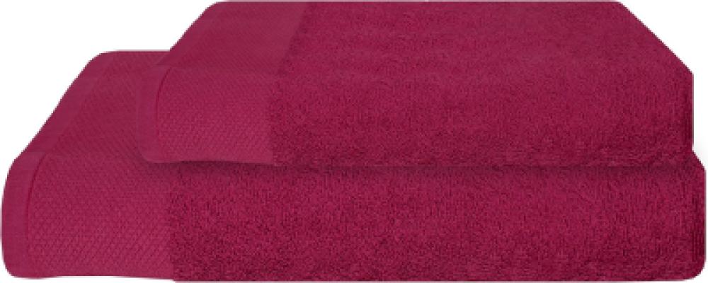 Perlarara Set Asciugamani 1+1 Viso e Mani Tinta Unita Amarena 313