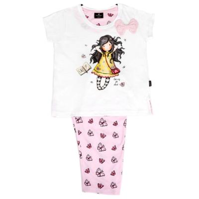 Gorjuss Santoro Spring at last Bianco - Pigiama 2 Pezzi T-shirt + Pinocchietto Bambina