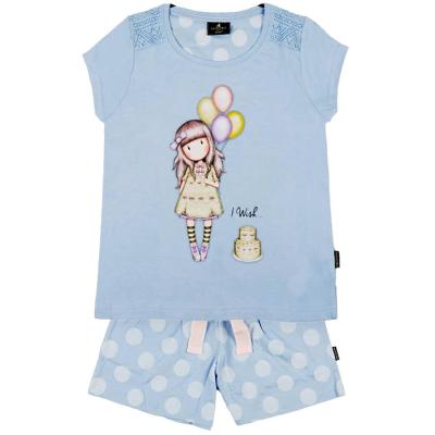 Gorjuss Santoro I Wish Blue - Pigiama 2 Pezzi T-shirt + Pantaloncino Bambina_