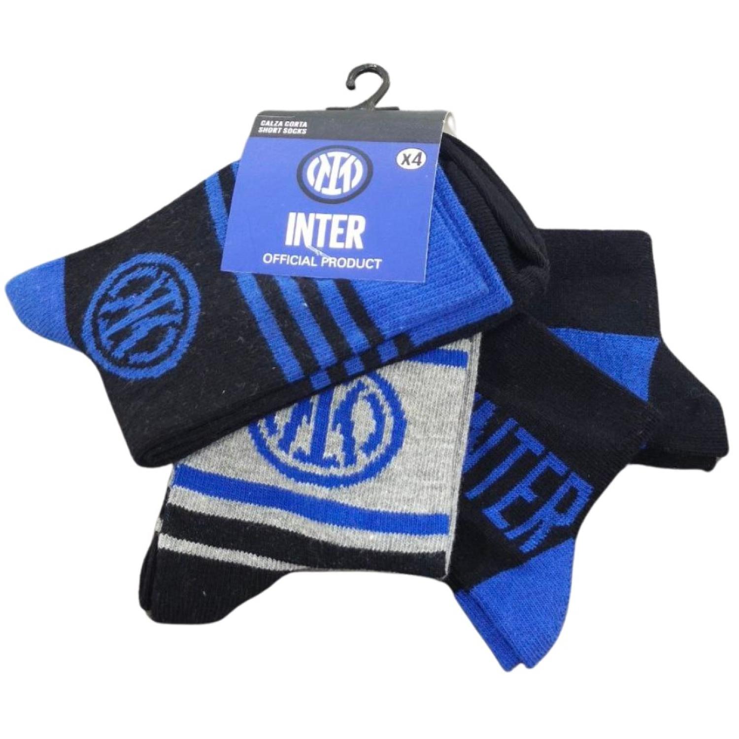 Inter Set 4 paia Calzini Corti Bambino Ragazzo 615 Taglia 35/38 Assortiti
