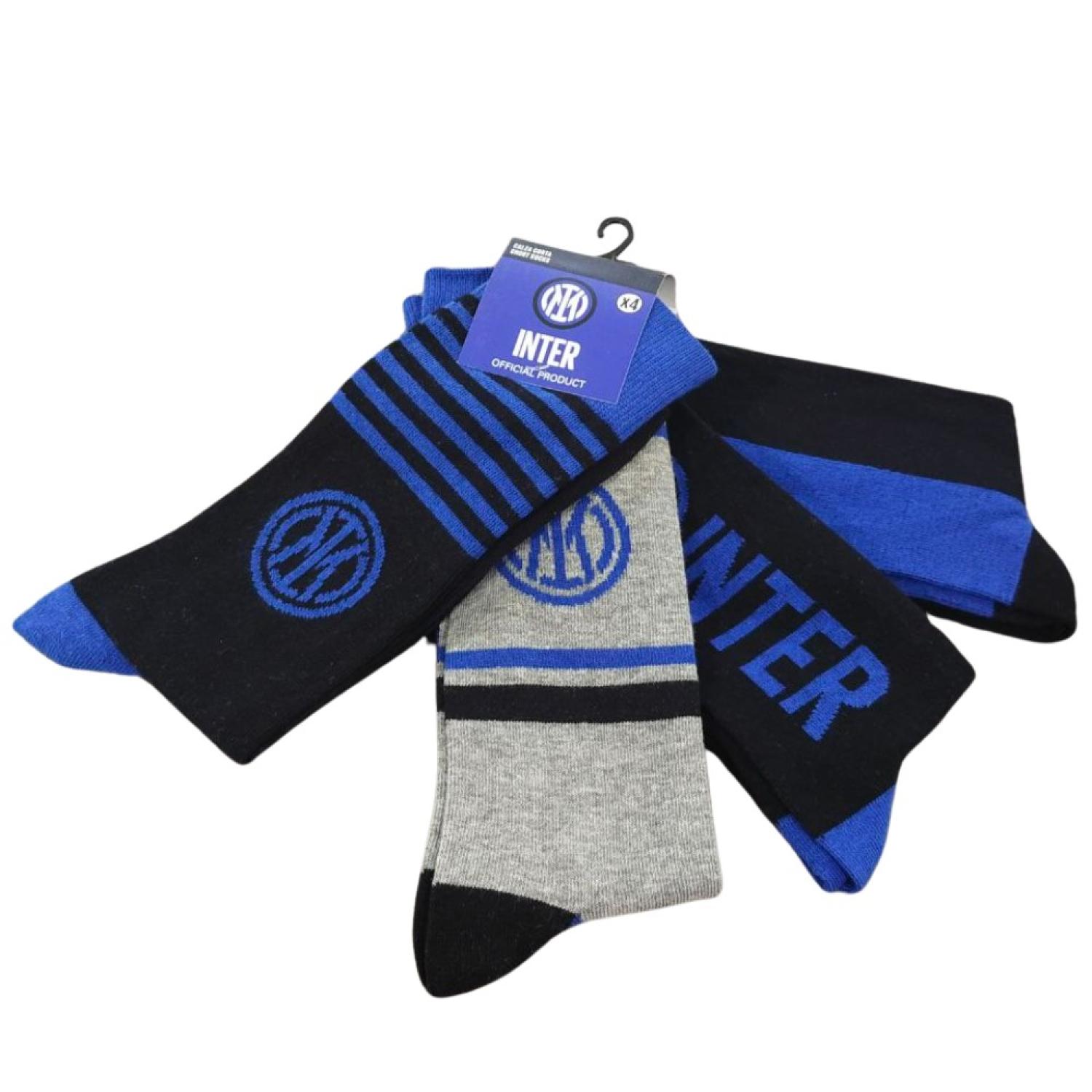 Inter Set 4 paia Calzini Corti Bambino Ragazzo 015 Taglia 39/42 Assortiti