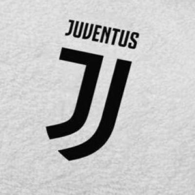Juventus Set 2 Pezzi Asciugamano Viso e Ospite Bianco 100% Puro Cotone_