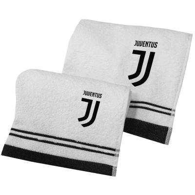 Juventus Set 2 Pezzi Asciugamano Viso e Ospite Bianco 100% Puro Cotone_