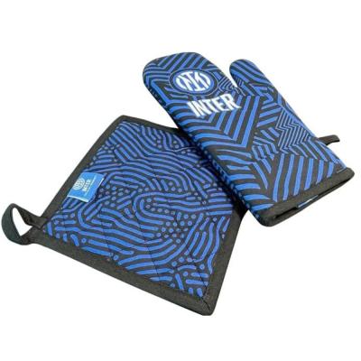 Inter Set Barbecue Guanto da forno e Presina in Cotone_