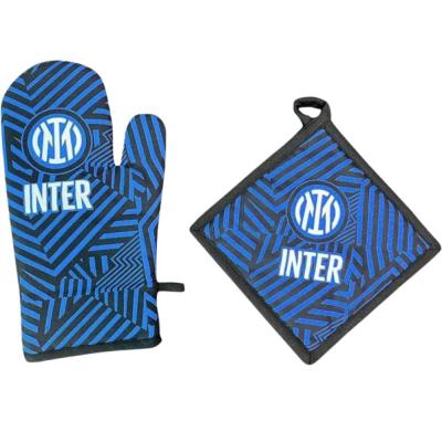 Inter Set Barbecue Guanto da forno e Presina in Cotone_