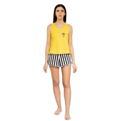 Pigiama Corto Donna Cotone Coleottero Giallo Canotta e Pantaloncino Taglia XL_