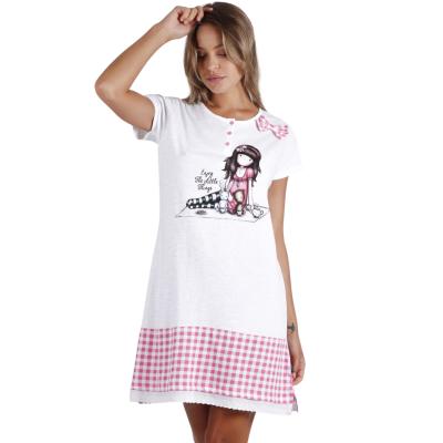Gorjuss Santoro Rosa - Vestito a mezza manica 100% cotone Donna S_