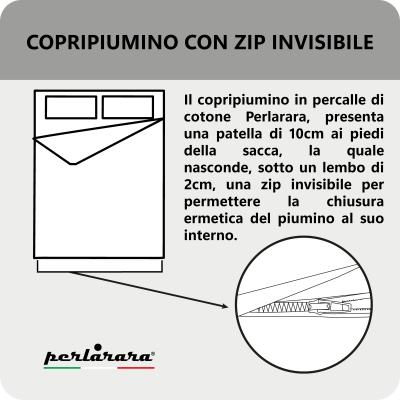 Perlarara Parure Copripiumino Matrimoniali con ZIP in Percalle - Bianco 090_