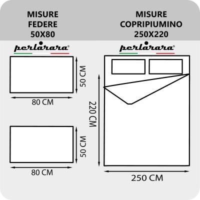 Perlarara Parure Copripiumino Matrimoniali con ZIP in Percalle - Nero 094_