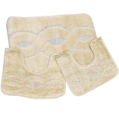 PERLARARA - Tappeto Bagno Antiscivolo Lavabile Infinity Tris 3 pezzi - Tappeto a fondo Antiscivolo Beige