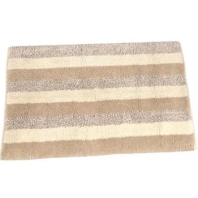 Perlarara Tappeto Bagno Stripes 55X80 Cm In Cotone Beige_