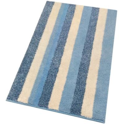 Perlarara Tappeto Bagno Stripes 55X110 Cm In Cotone Celeste_
