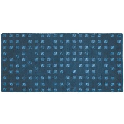 Perlarara Tappeto Bagno Zulema 55X110 Cm In Cotone Avio_