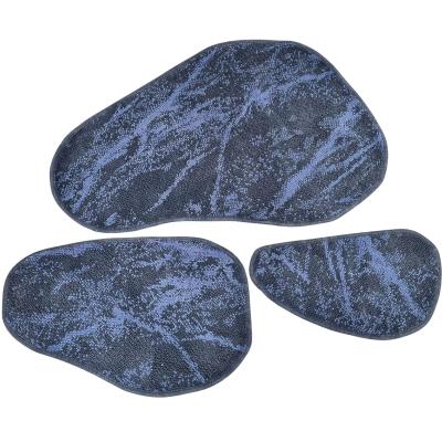 Perlarara Parure 3 pezzi Tappeto Bagno Rock 65X130 Cm In Cotone Blu_