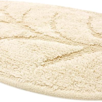 Perlarara Tappeto Bagno Leaf 55X110 Cm In Cotone Beige Leaf_