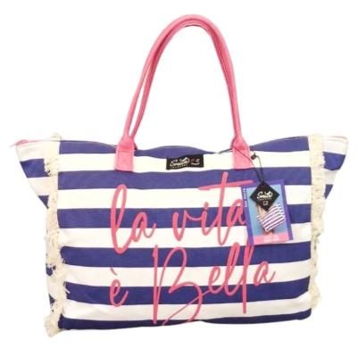 Siretessile Borsa da spiaggia grande con zip, Borsa da mare donna, moda estate San Marco_