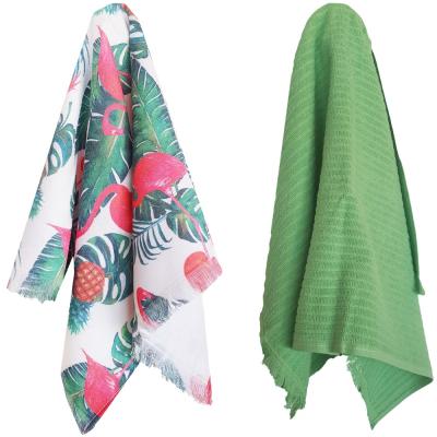 Vingi Set 2 Strofinacci Cucina in Spugna Cotone 44x73 cm Hawaii Flamingo, Asciugamani da cucina Asciugapiatti_