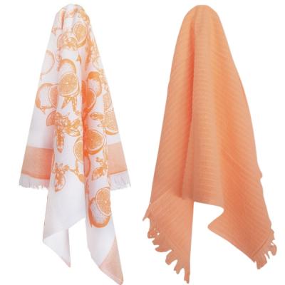 Vingi Set 2 Strofinacci Cucina in Spugna Cotone 44x73 cm Fantasy Arance, Asciugamani da cucina Asciugapiatti_