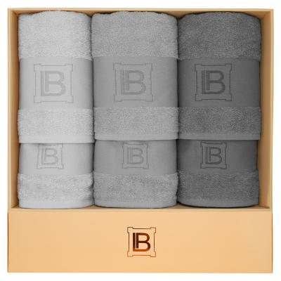 Laura Biagiotti Set Asciugamani Bagno In Spugna 6 pezzi, 3 Asciugamani Viso + 3 Ospite Cleunice Grigio