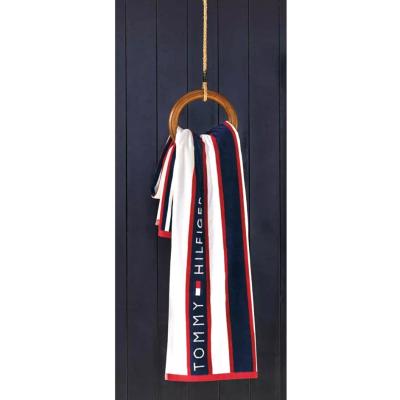 Tommy Hilfiger Telo Mare in Spugna di Cotone Cinigliato - Dessie Navy_