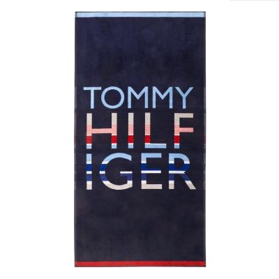 Tommy Hilfiger Telo Mare in Spugna di Cotone Cinigliato - Island Navy