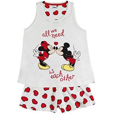 Disney Pigiama estivo Minnie White 2 Pezzi Canotta e Pantaloncino Bambina 8 Anni
