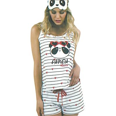 Admas Pigiama estivo Panda Loves White S Donna Ragazza 2 Pezzi Canotta e Pantaloncino_