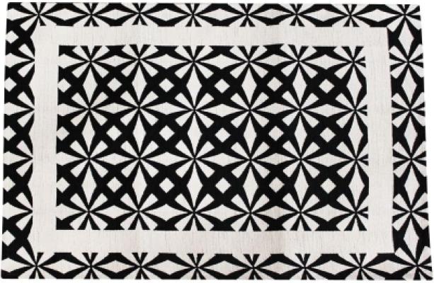 Perlarara Tappeto Geometrico 66x100 cm in cotone e poliestere - Nero_
