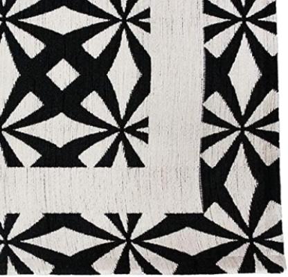 Perlarara Tappeto Geometrico 66x180 cm in cotone e poliestere - Nero_