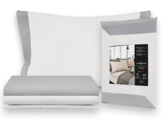 Perlarara Completo Lenzuola Singolo in Flanella - Steel Grey Bicolor_