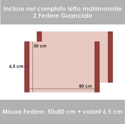 Perlarara Completo Lenzuola Matrimoniale in Flanella - Terracotta Bicolor_