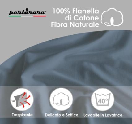 Perlarara Completo Lenzuola Matrimoniale in Flanella - Pavone 119 Bicolor_