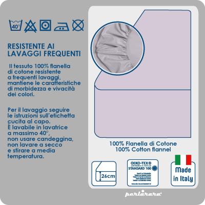 Perlarara Completo Lenzuola Matrimoniale in Flanella - Pavone 119 Bicolor_