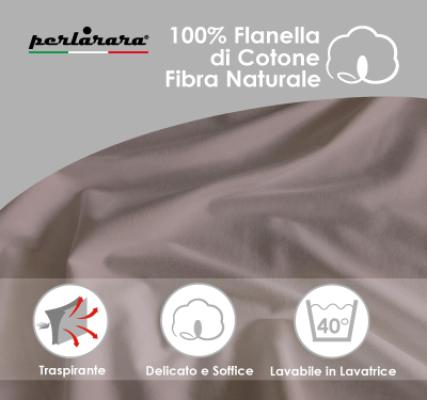 Perlarara Completo Lenzuola Matrimoniale in Flanella - Noisette 138 Bicolor_