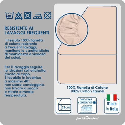 Perlarara Completo Lenzuola Matrimoniale in Flanella - Noisette 138 Bicolor_