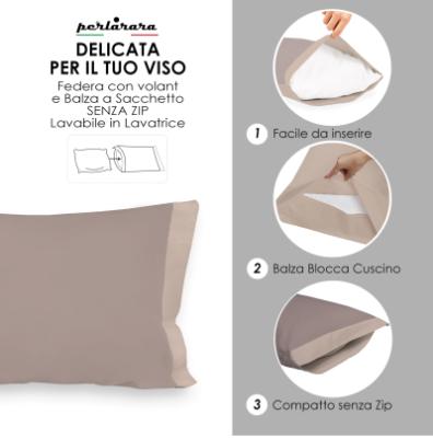 Perlarara Completo Lenzuola Matrimoniale in Flanella - Noisette 138 Bicolor_