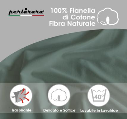 Perlarara Completo Lenzuola Singolo in Flanella - Salvia 139 Bicolor_