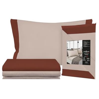 Perlarara Completo Lenzuola Singolo in Flanella - Brandy 126 Bicolor_