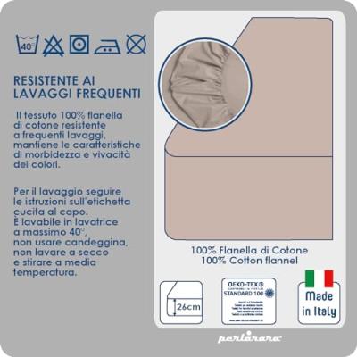Perlarara Completo Lenzuola Singolo in Flanella - Brandy 126 Bicolor_