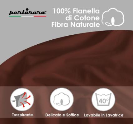 Perlarara Completo Lenzuola Matrimoniale in Flanella - Brandy 126 Bicolor_