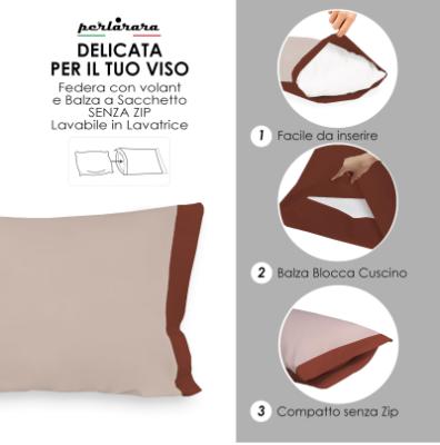 Perlarara Completo Lenzuola Matrimoniale in Flanella - Brandy 126 Bicolor_