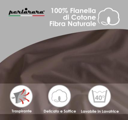 Perlarara Completo Lenzuola Matrimoniale in Flanella - Corteccia 129 Bicolor_