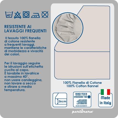 Perlarara Completo Lenzuola Singolo in Flanella - Laguna 130 Bicolor_