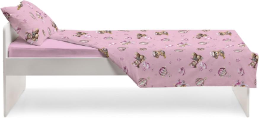 Jolly - Completo Lenzuola Singolo 150x280 cm in Cotone - Teddy Rosa_