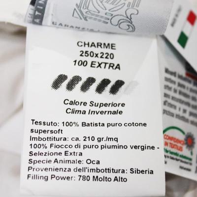 Minardi - Piumino in piuma d'oca Charme Matrimoniale 250x220 cm - Molto Caldo_